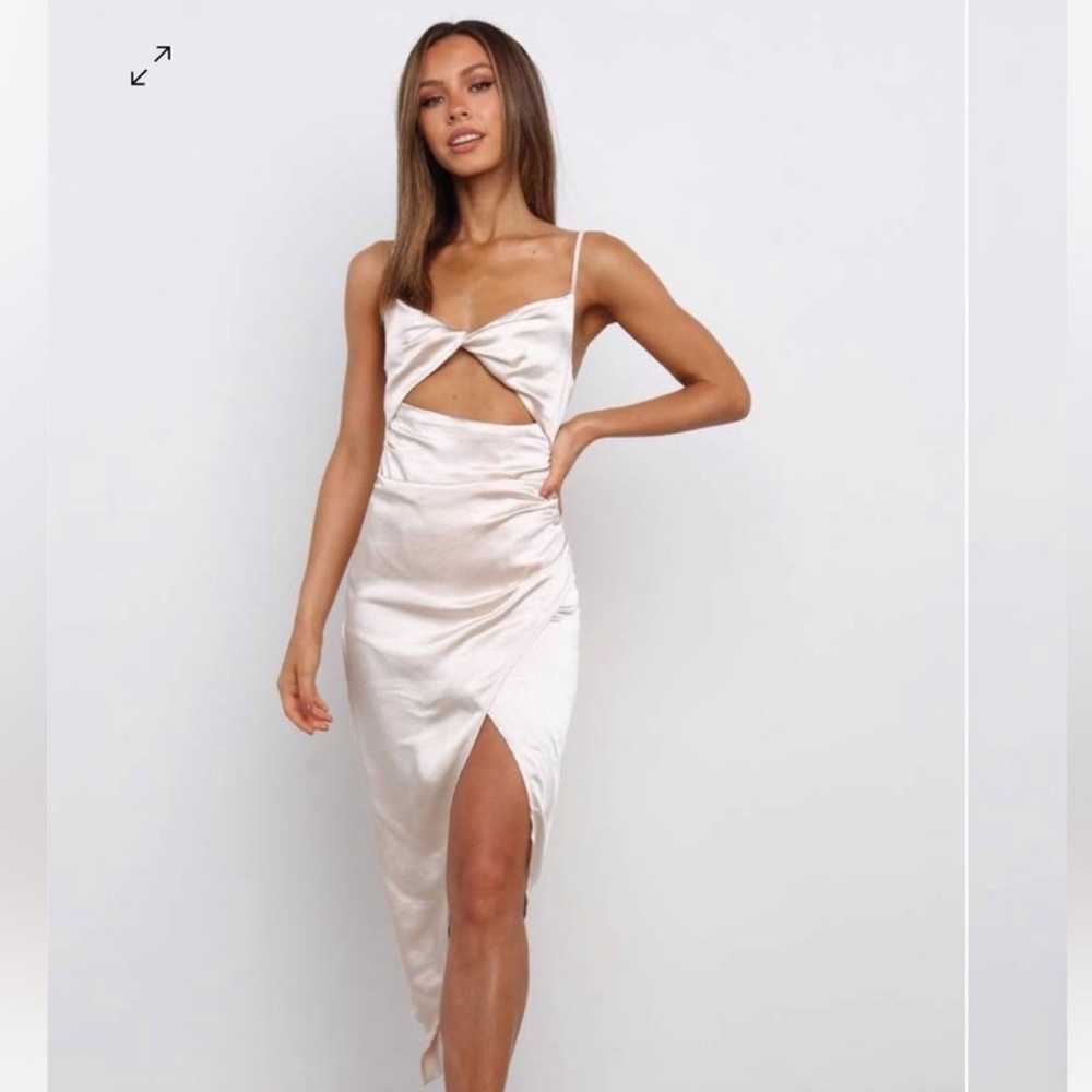 Petal & Pup Ivory Twist Midi Dress